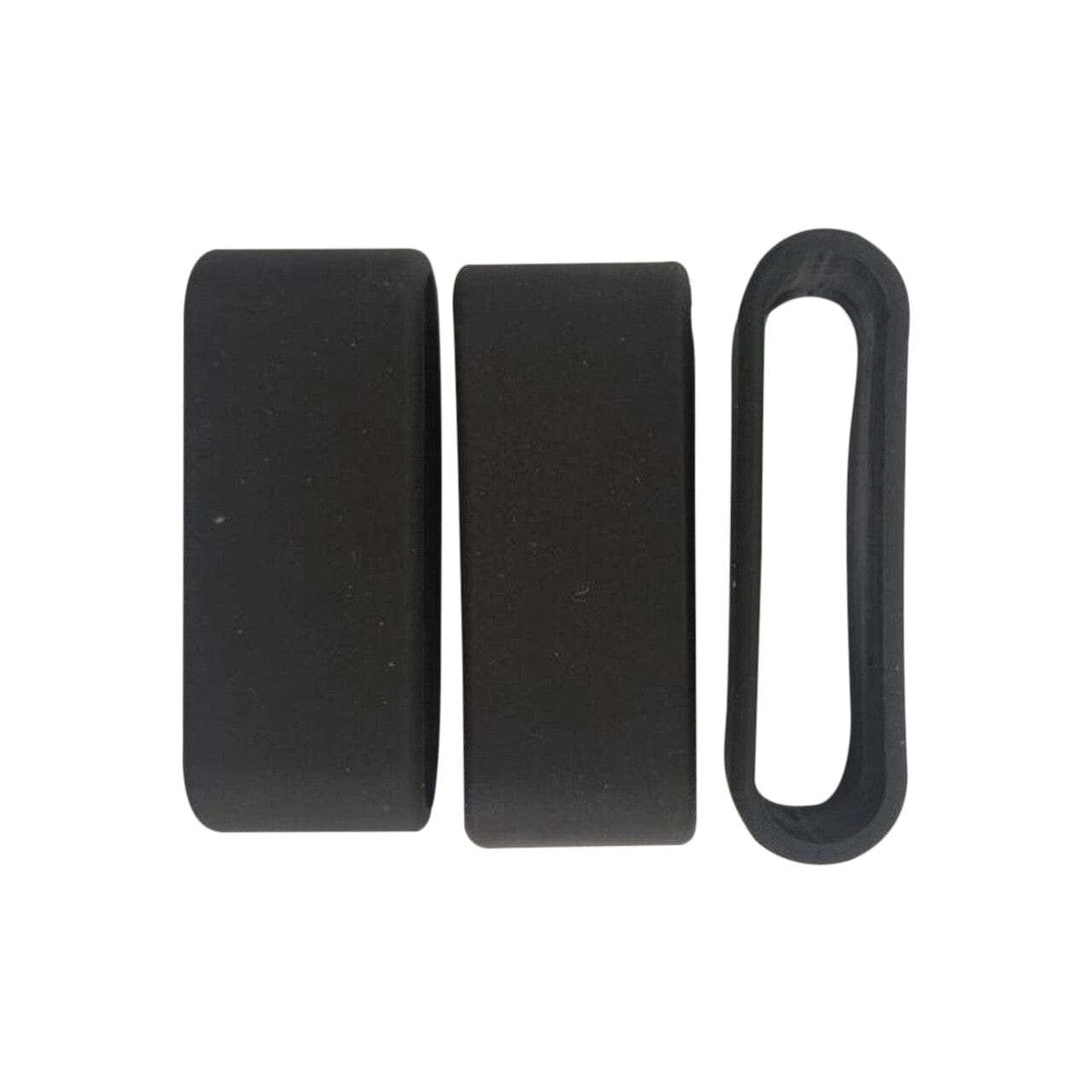 Blank smooth black pickleball grip bands showing their thickness and width.