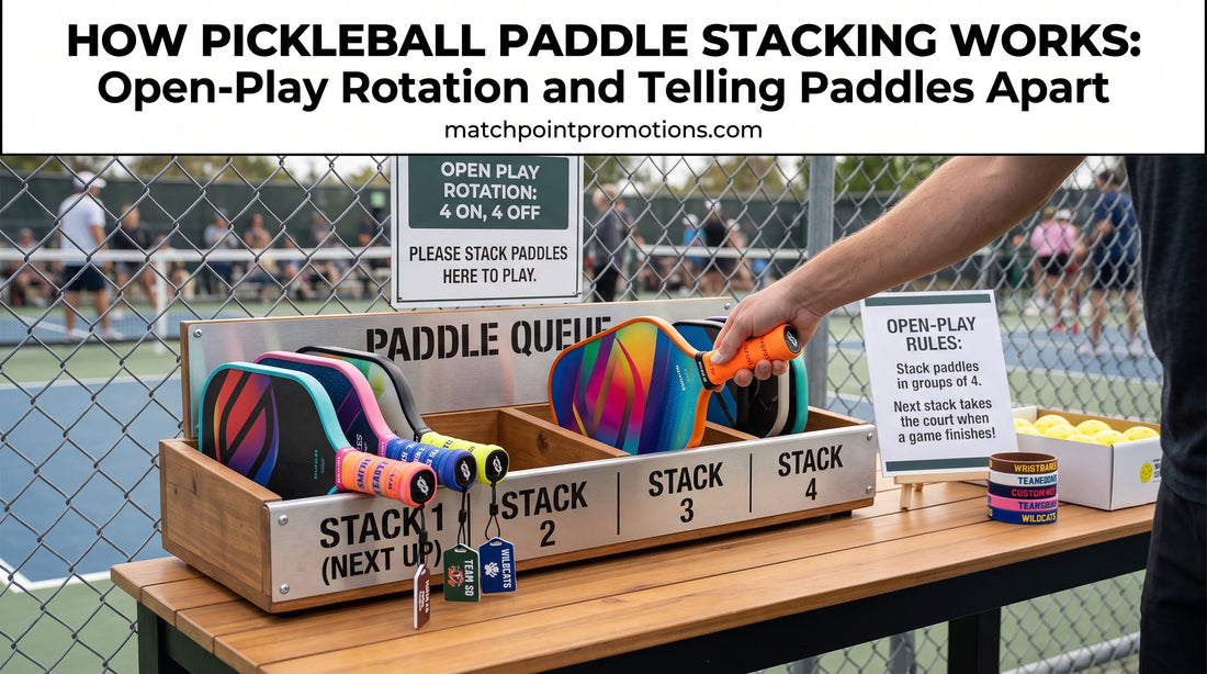 Pickleball paddle stacking at court