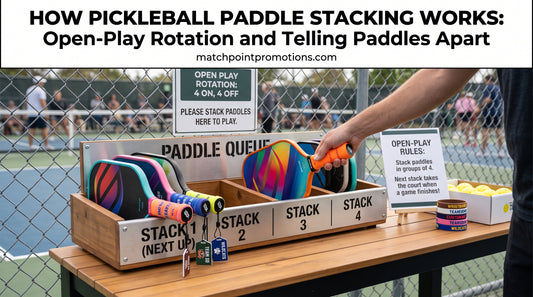 Pickleball paddle stacking at court