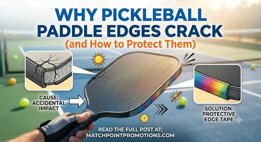 pickleball paddle with cracked edge and edge tape protection solution