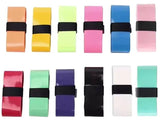 Rows of blank overgrip tape in a range of options for custom colors.