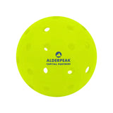 Custom pickleball printed with a corporate sponsor logo in blue